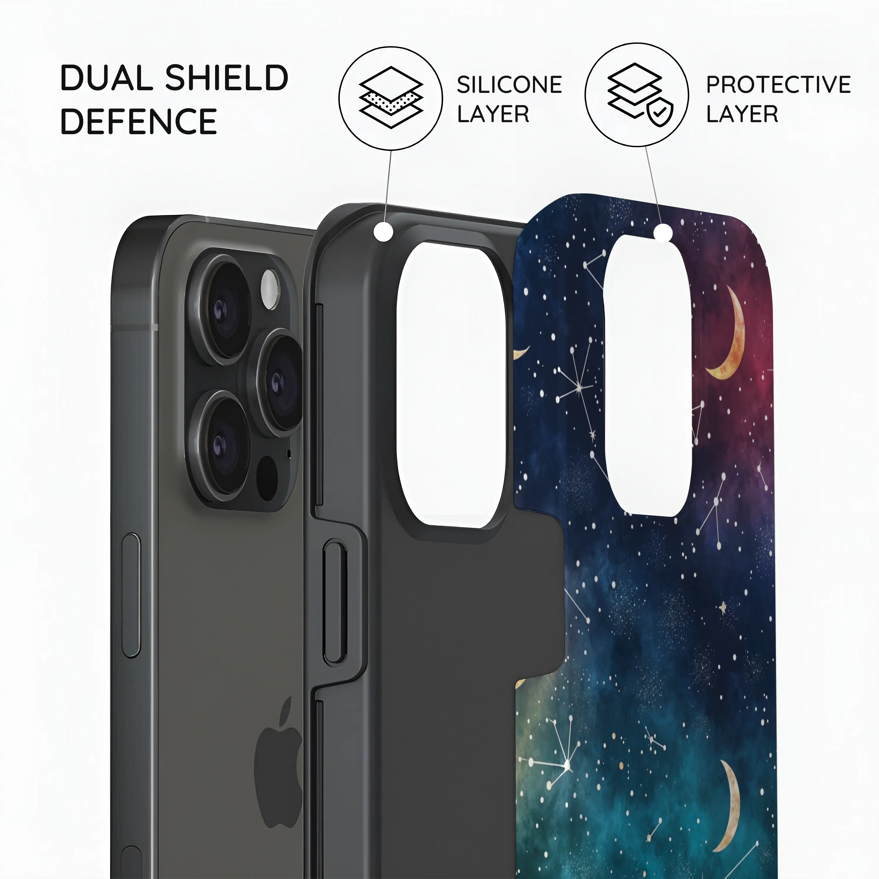 Cosmic Moonlit Pattern - iPhone 15 Pro Case