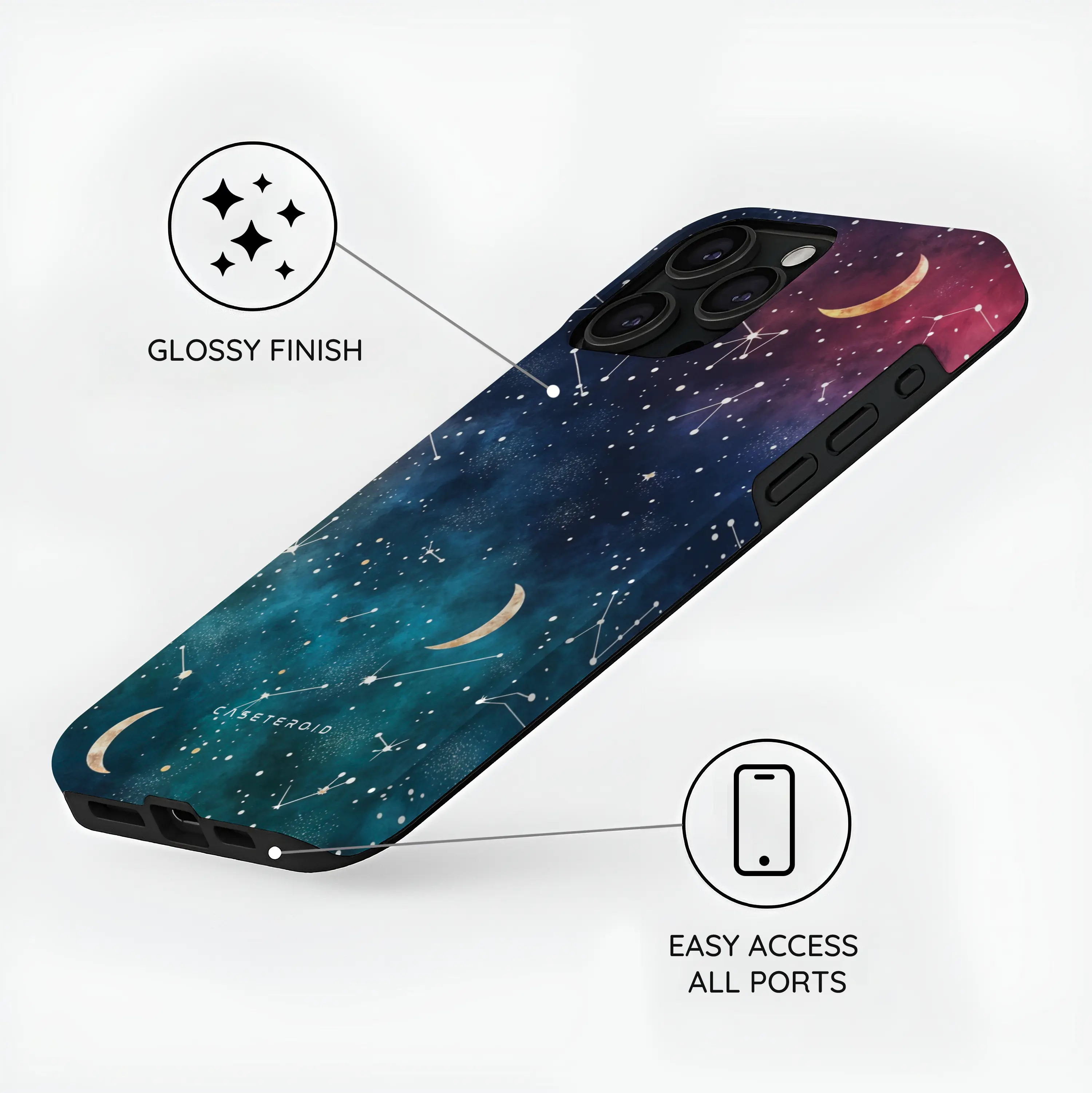 Cosmic Moonlit Pattern - iPhone 15 Pro Case