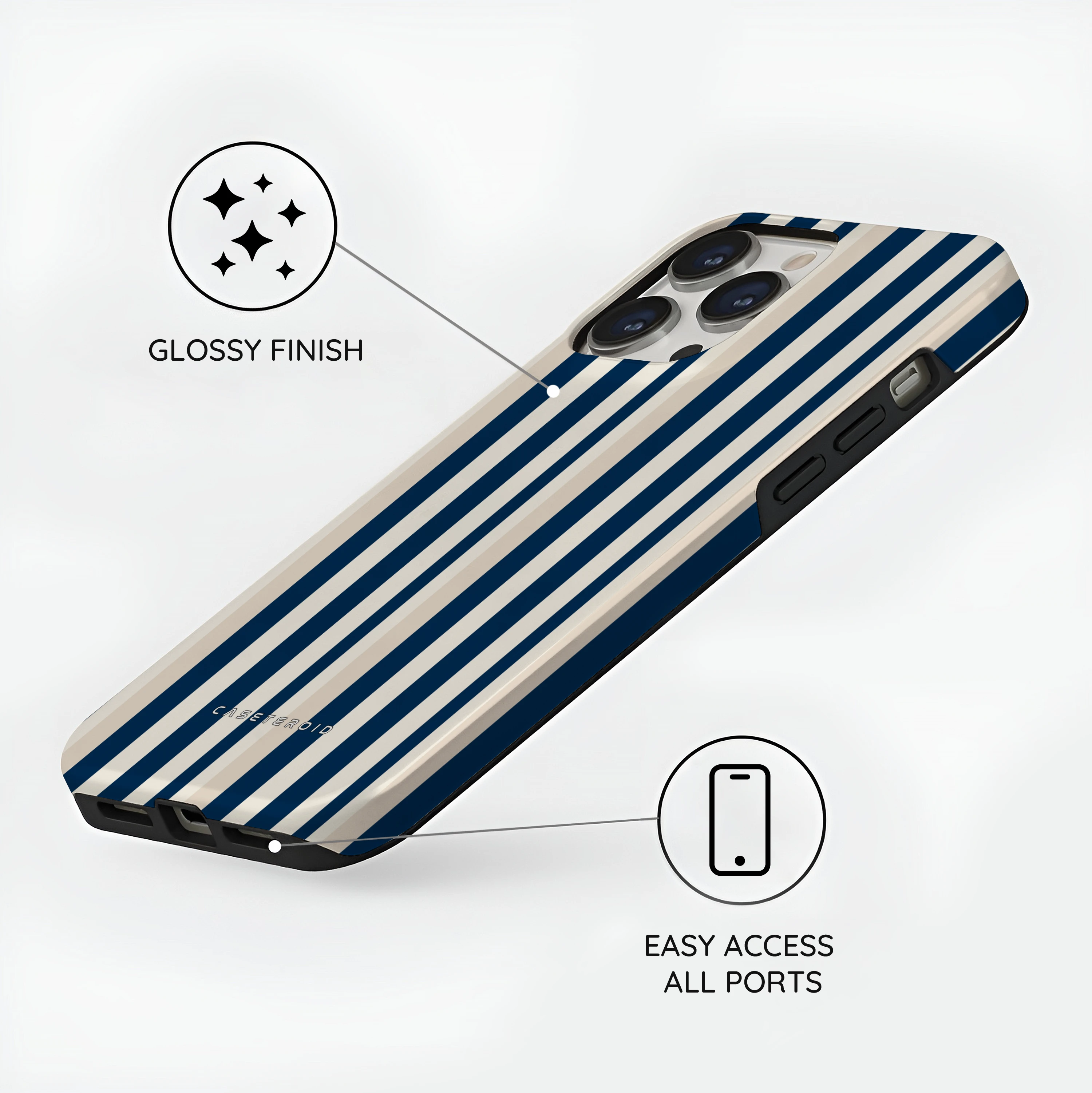 Navy Stripes - iPhone 13 Pro Case