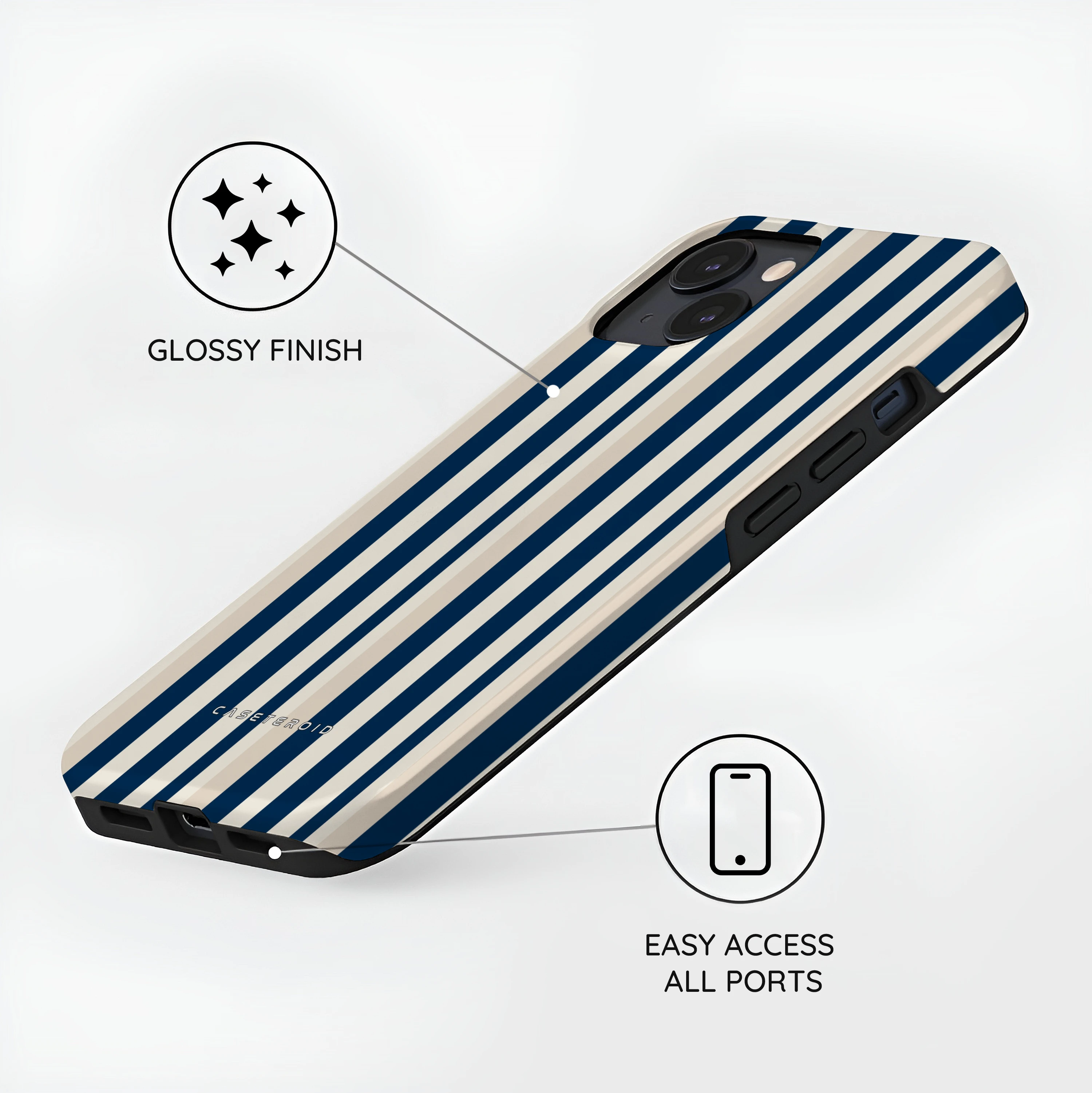 Navy Stripes - iPhone 15 Case