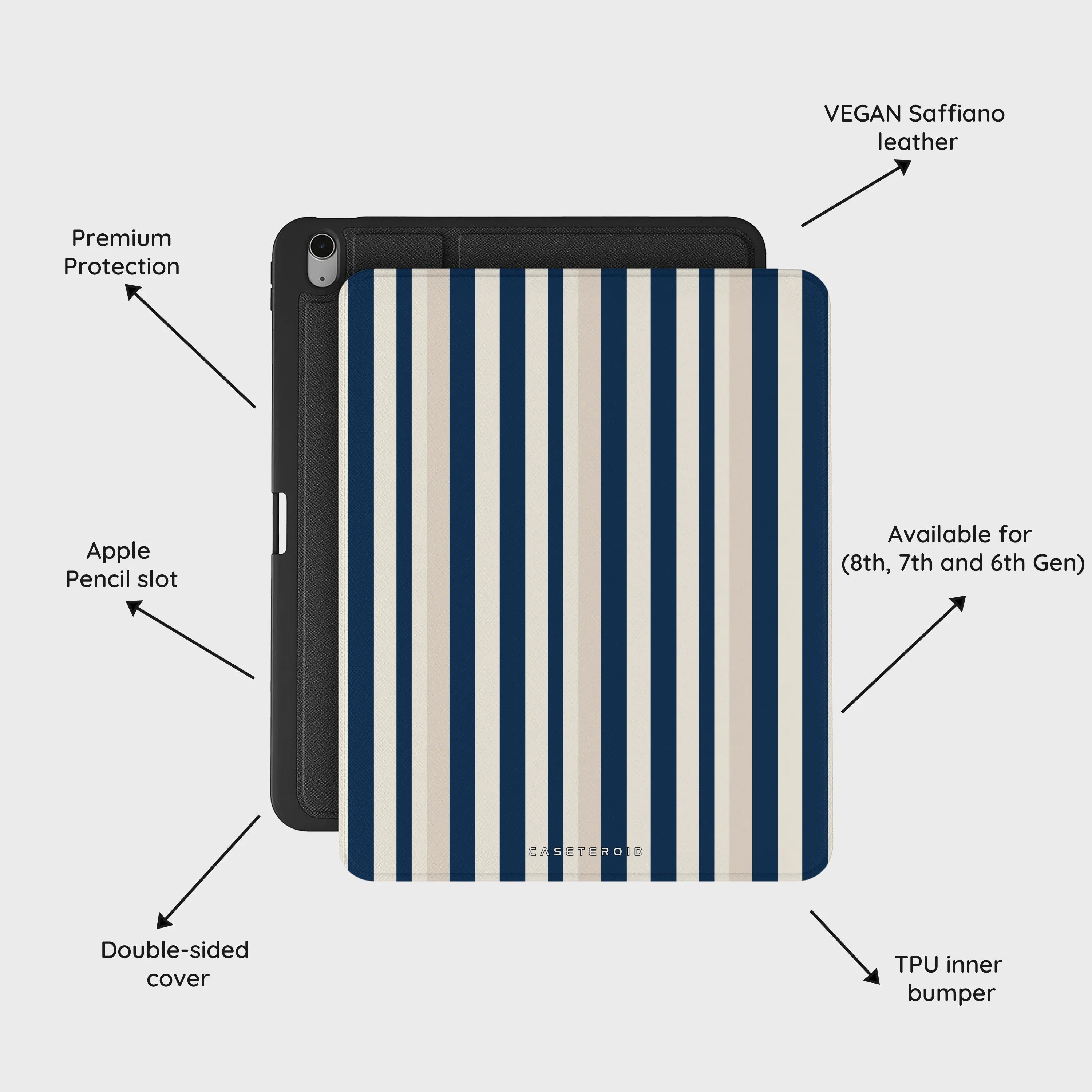 Navy Stripes - iPad Air 13 (8th/7th/6th Gen) Case