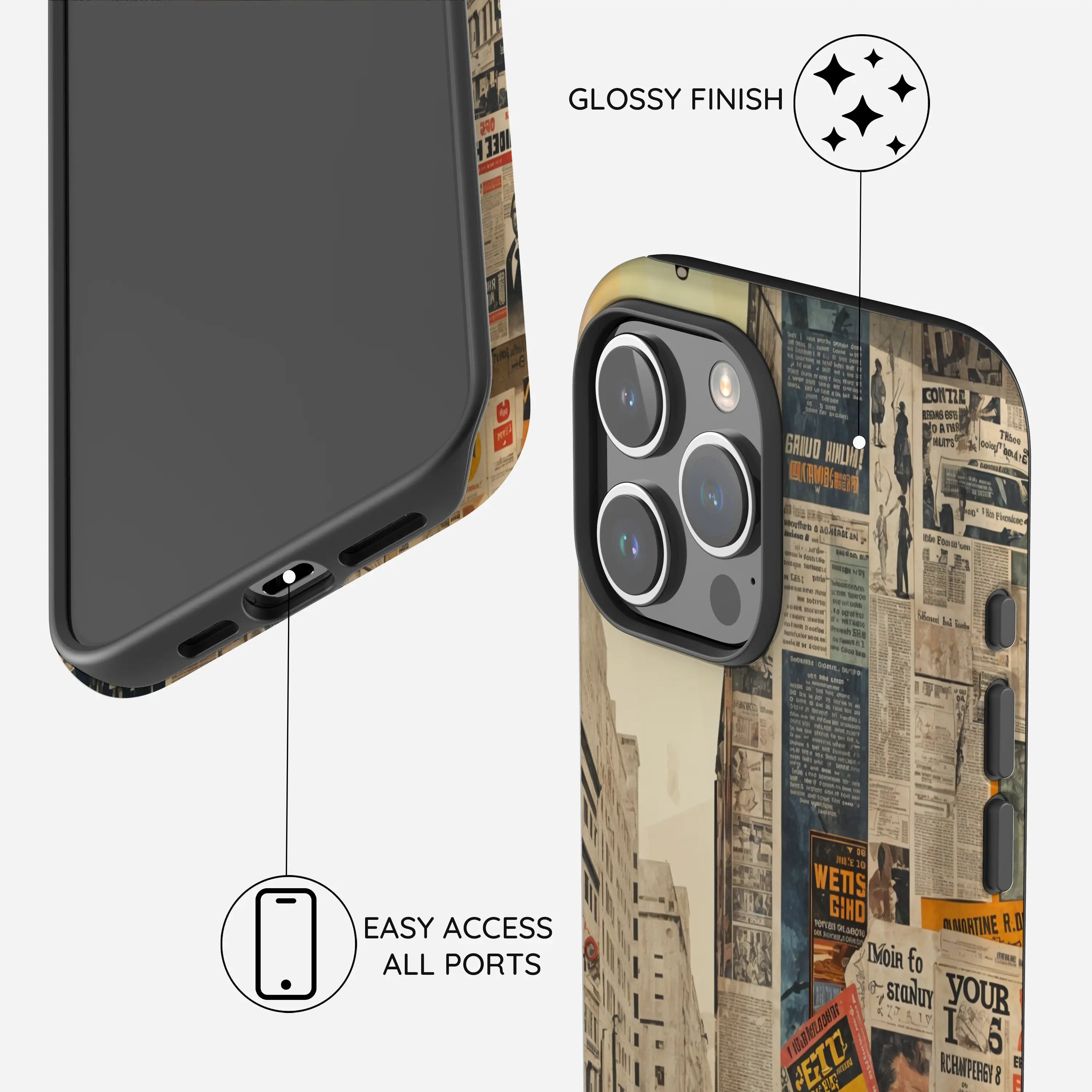 Newsprint Chronicles - iPhone 15 Pro Case