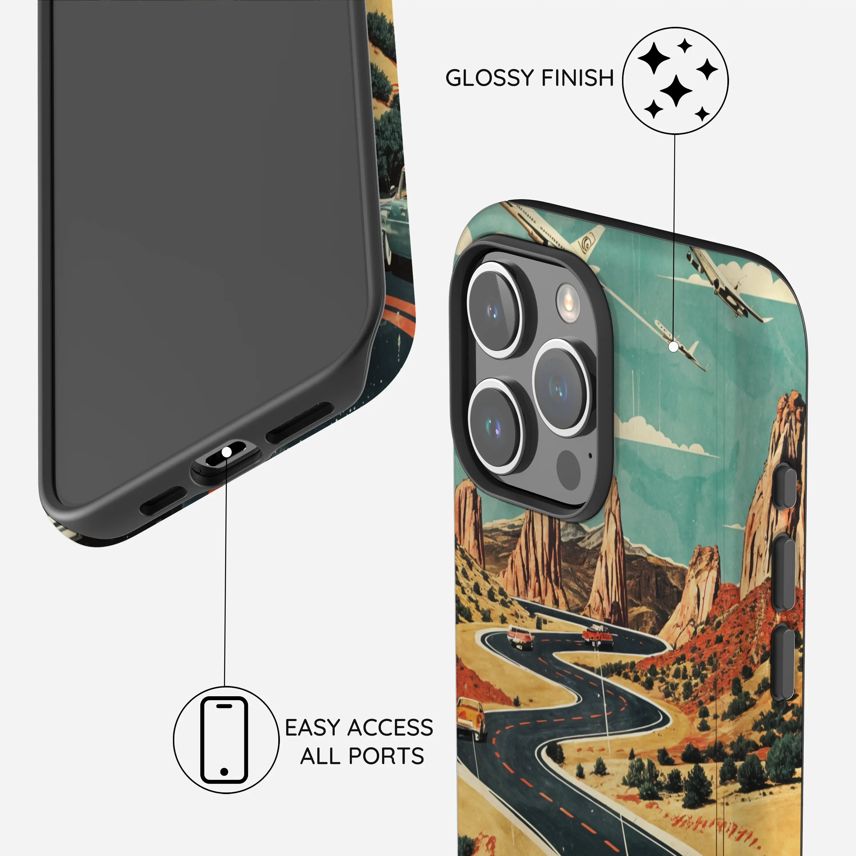 Vintage Journey Route - iPhone 15 Pro Case