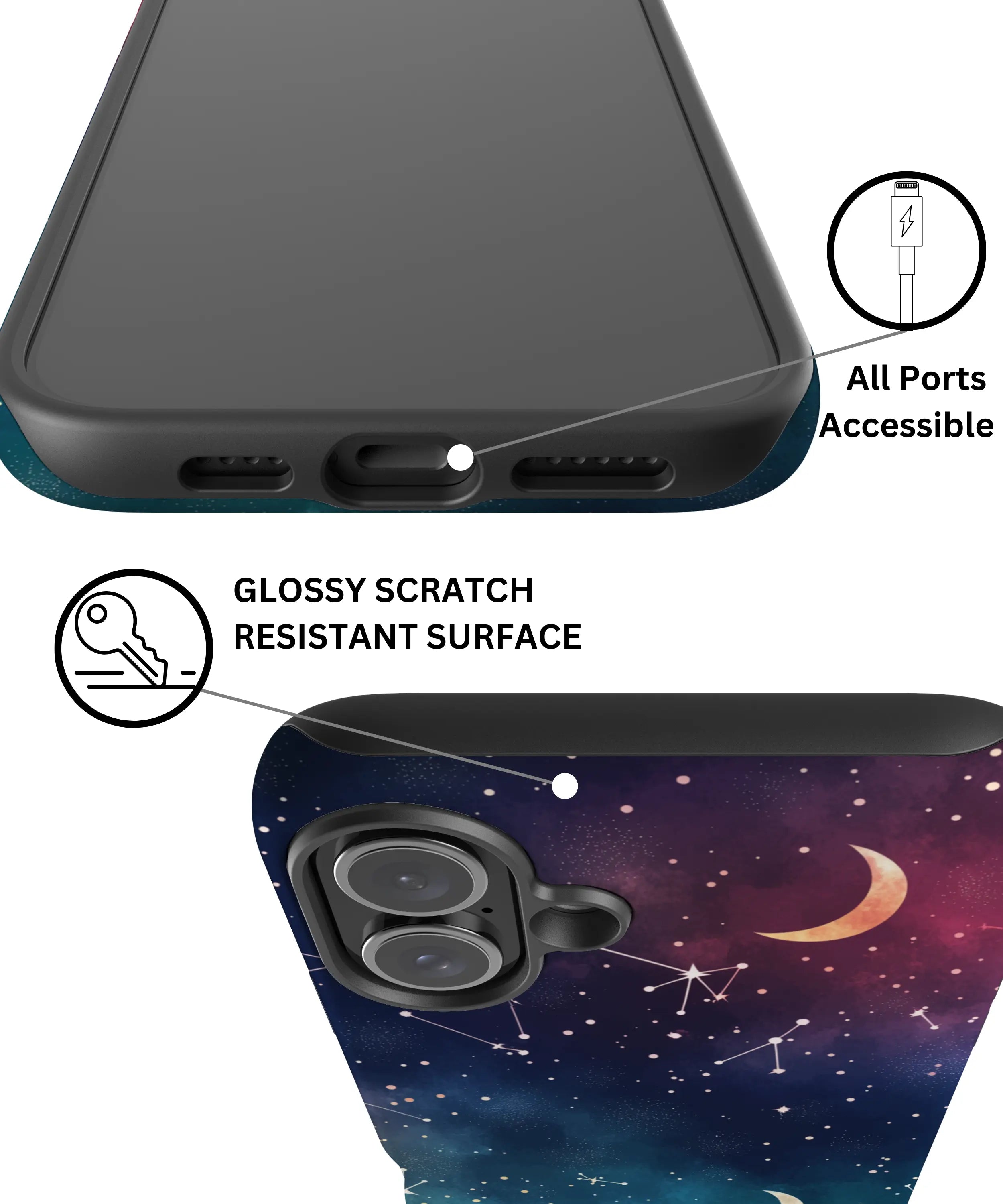 Cosmic Moonlit Pattern - iPhone 16 Plus Case