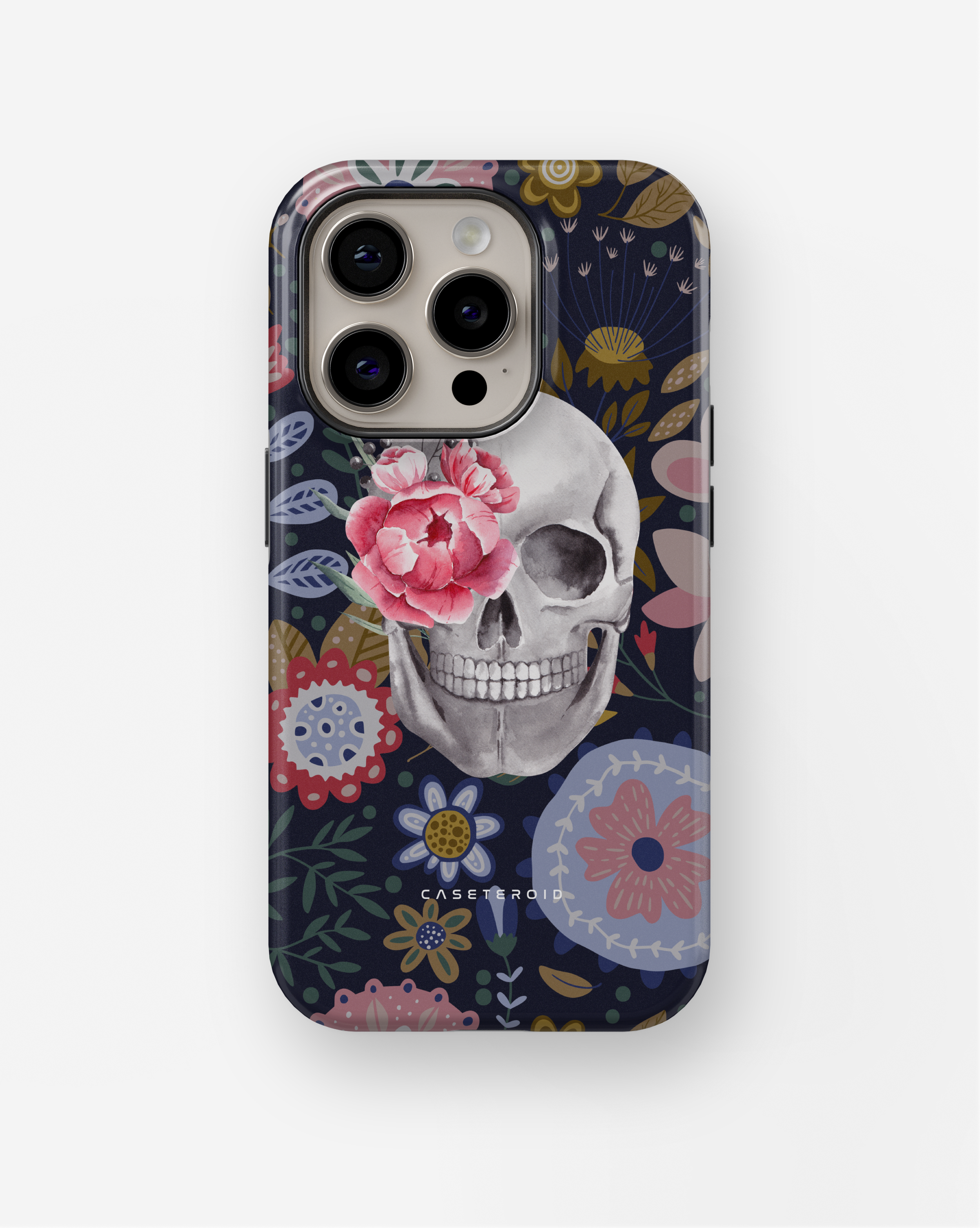 iPhone Tough Case with MagSafe - Skull Flowers - CASETEROID
