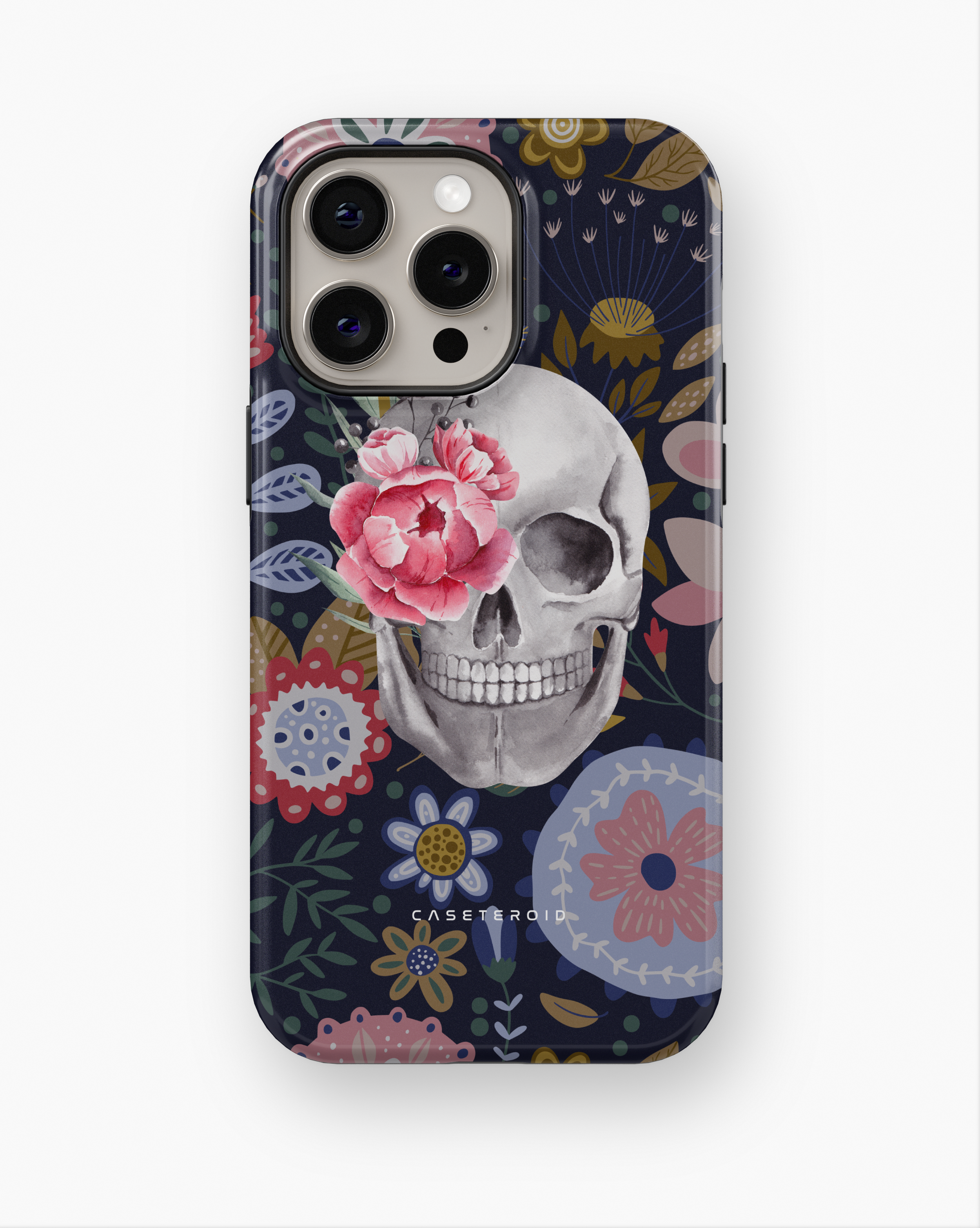 iPhone Tough Case with MagSafe - Skull Flowers - CASETEROID