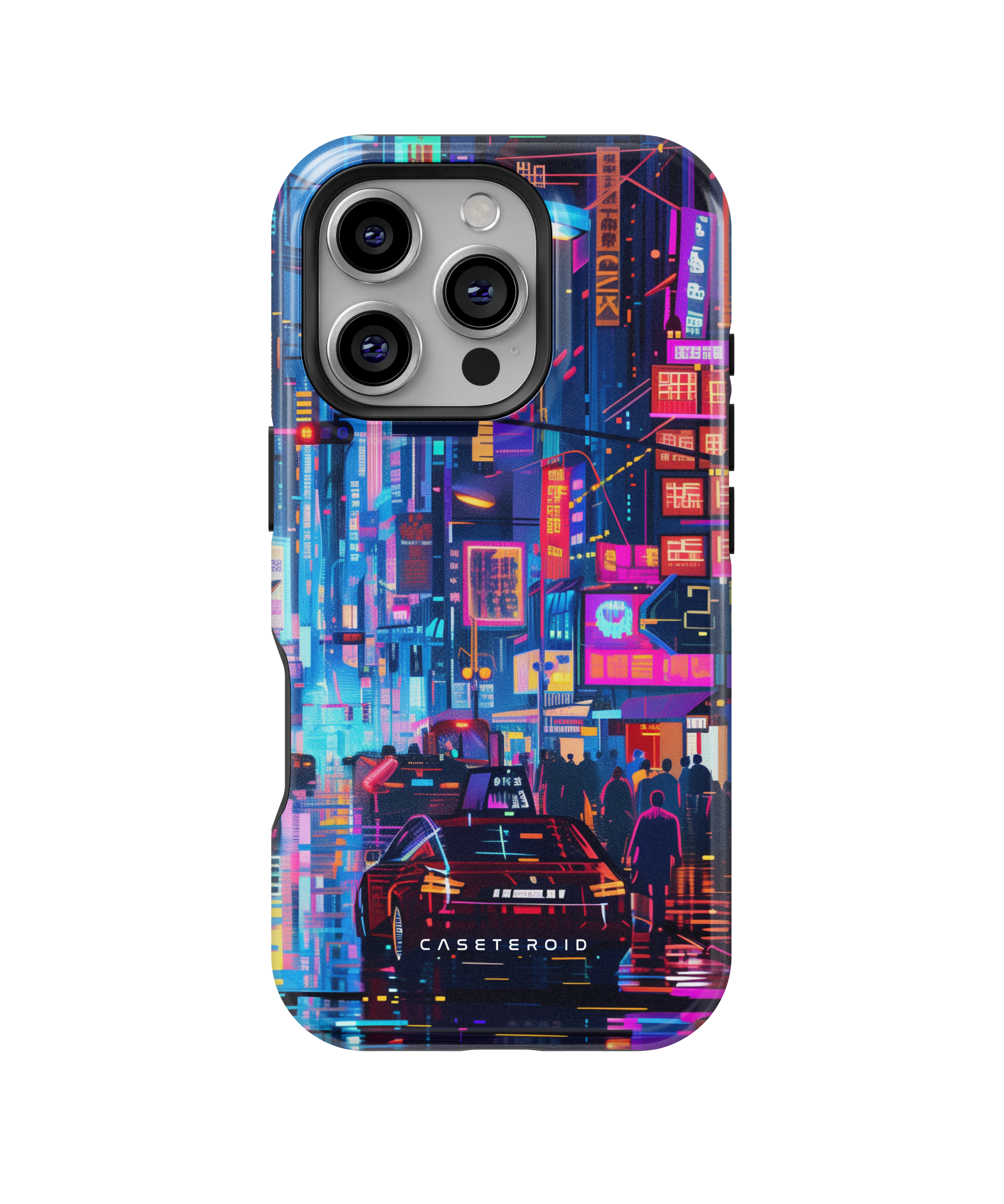 iPhone Tough Case with MagSafe - Neon Metropolis Matrix - CASETEROID