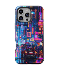 iPhone Tough Case with MagSafe - Neon Metropolis Matrix - CASETEROID