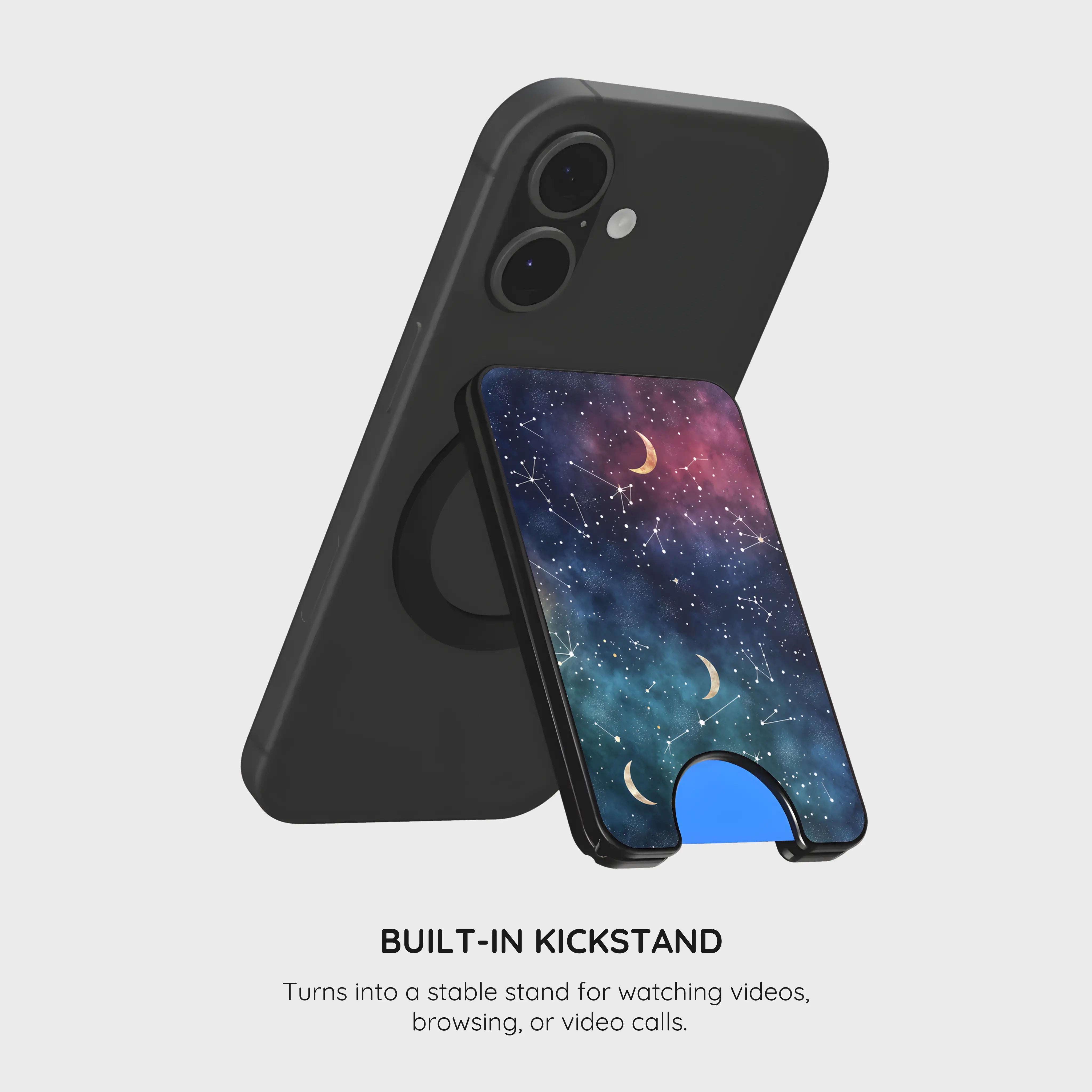 Cosmic Moonlit Pattern - Magnetic Wallet & Stand