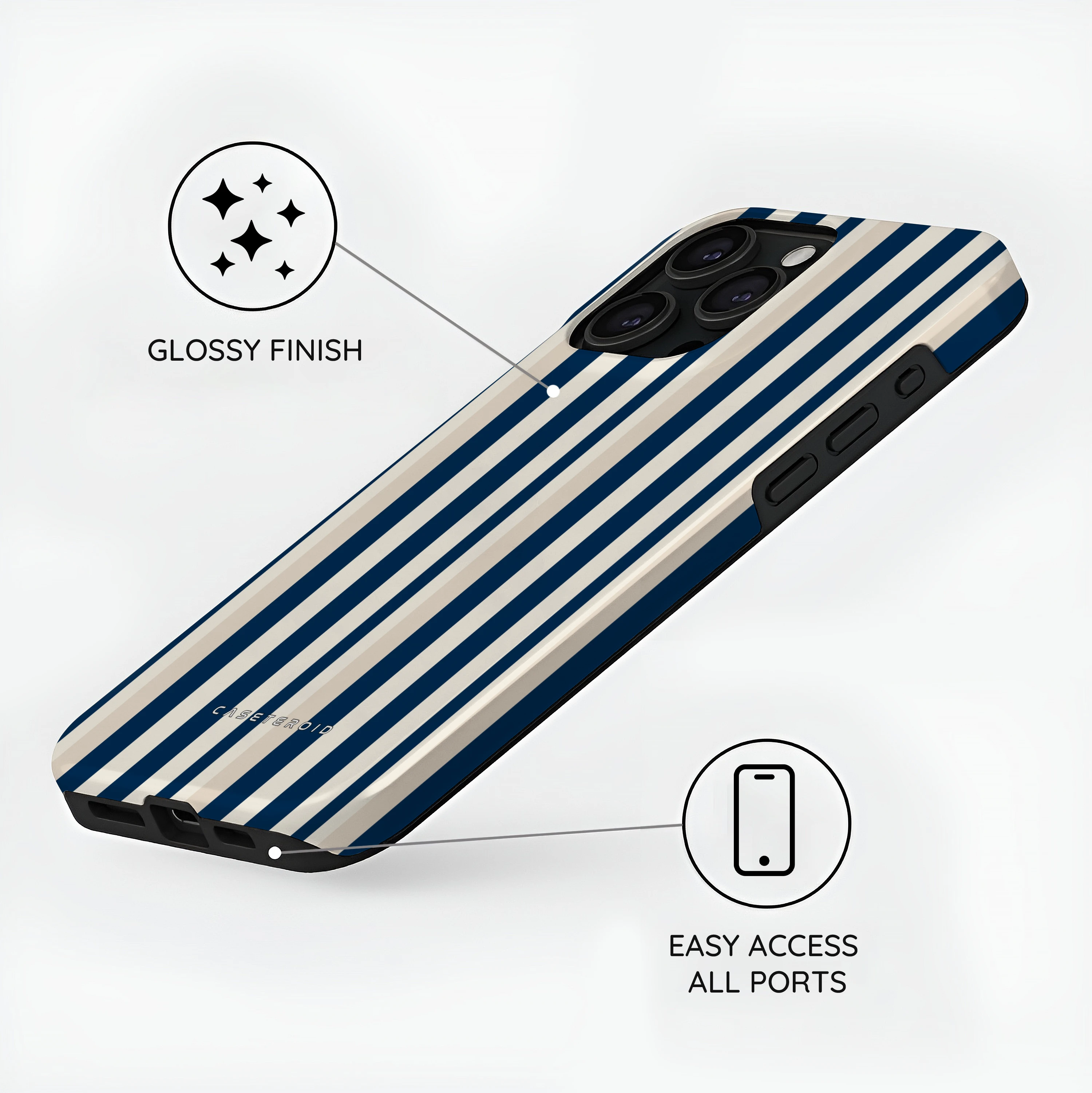 Navy Stripes - iPhone 15 Pro Case