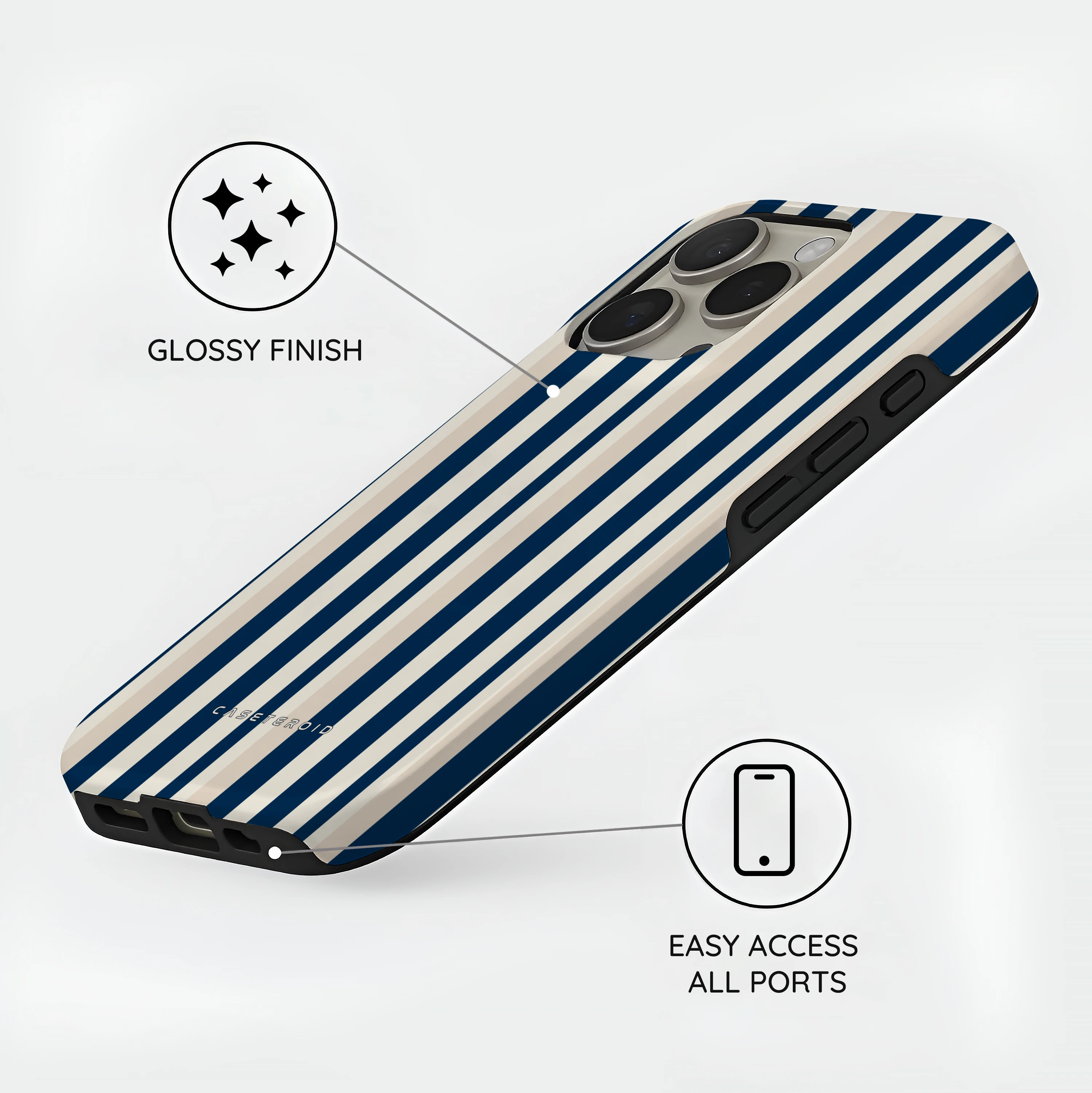Navy Stripes - iPhone 16 Pro Case
