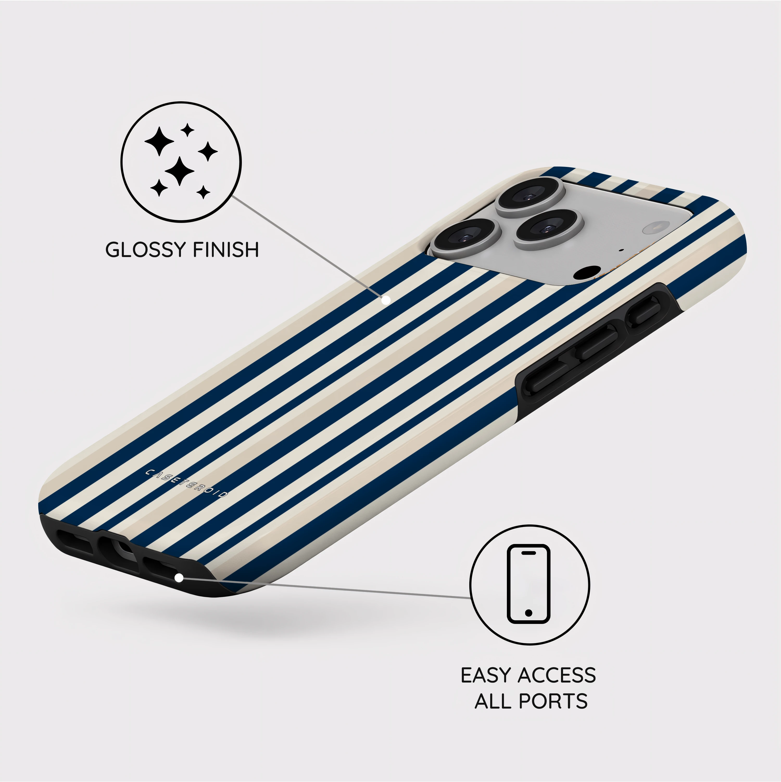 Navy Stripes - iPhone 17 Pro Case
