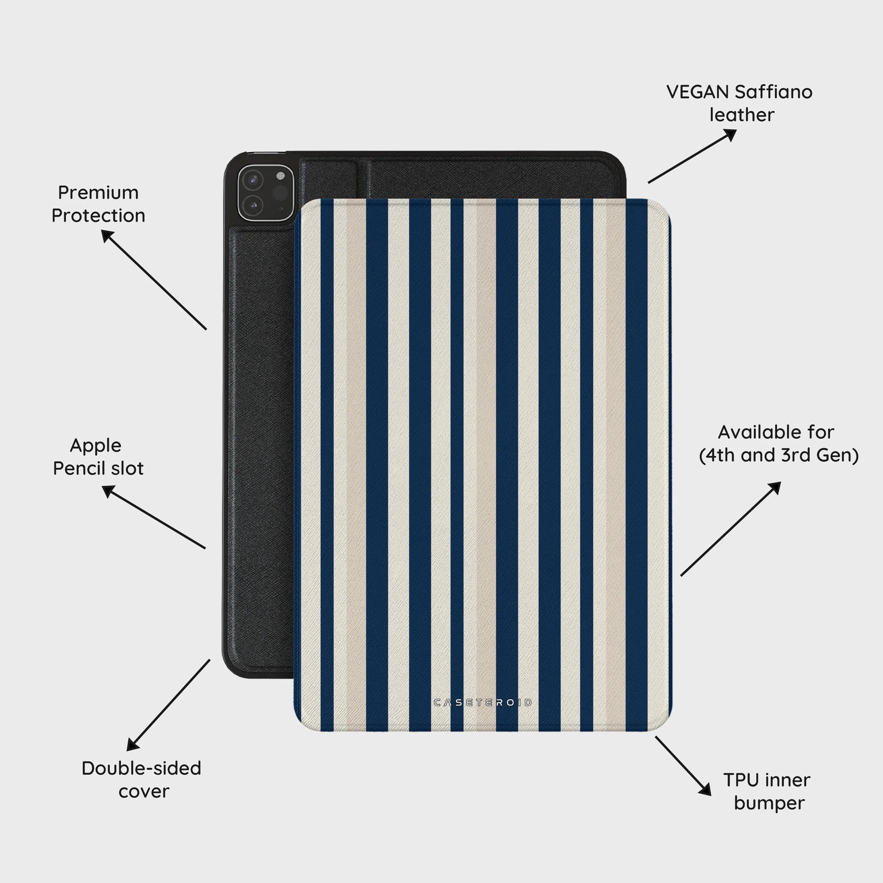 Navy Stripes - iPad Pro 12.9 (4th/3rd Gen) Case