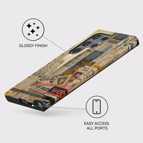 Newsprint Chronicles - Samsung Galaxy S24 Ultra Case