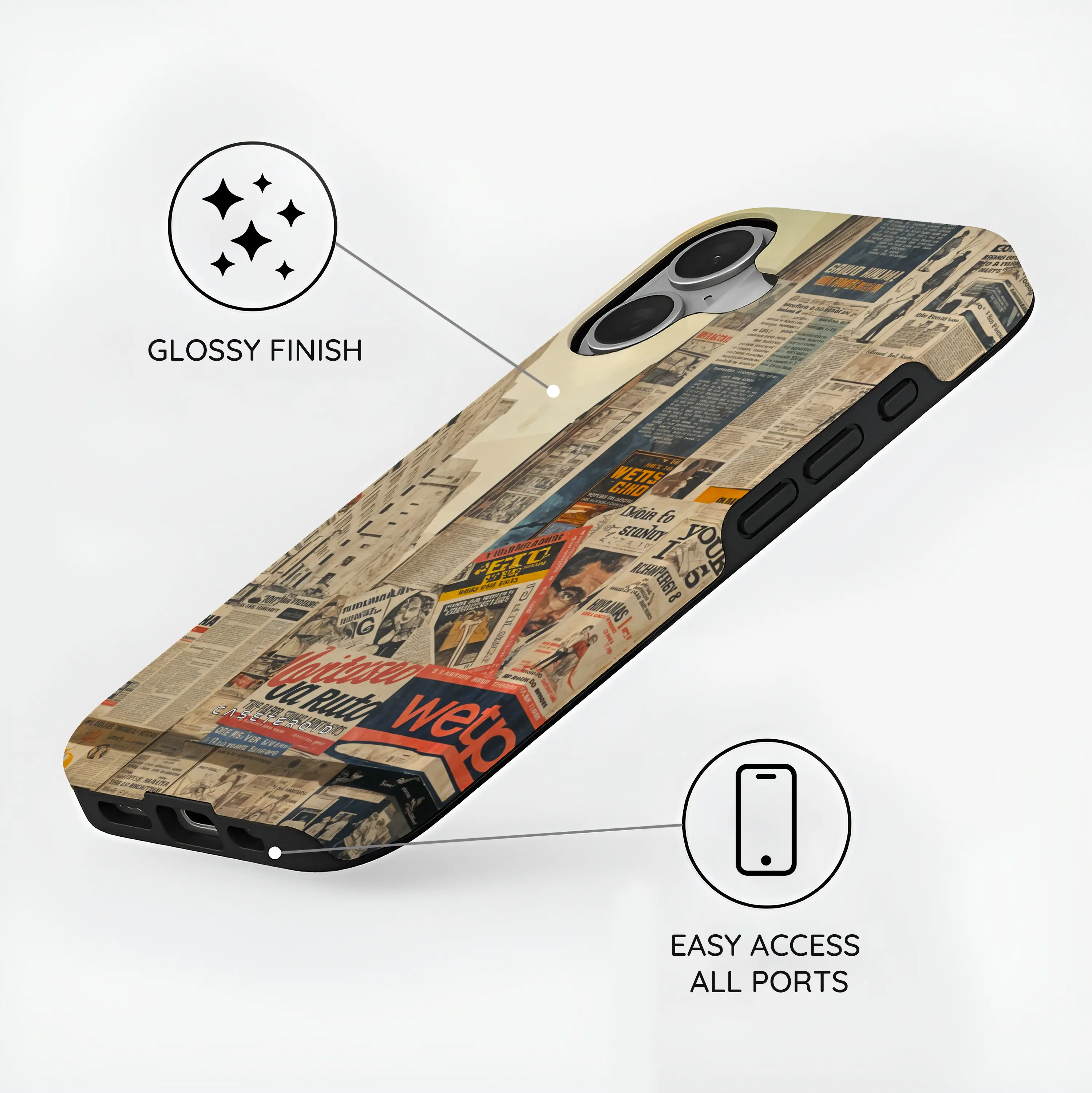 Newsprint Chronicles - iPhone 16 Case