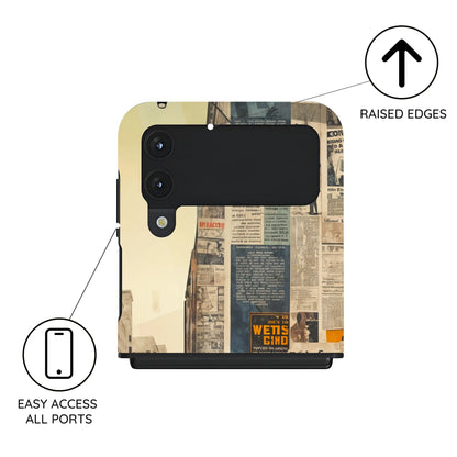 Newsprint Chronicles - Samsung Galaxy Z Flip 4 Case