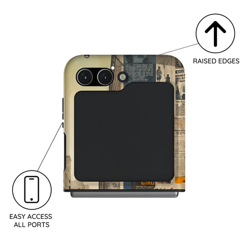 Newsprint Chronicles - Samsung Galaxy Z Flip 5 Case