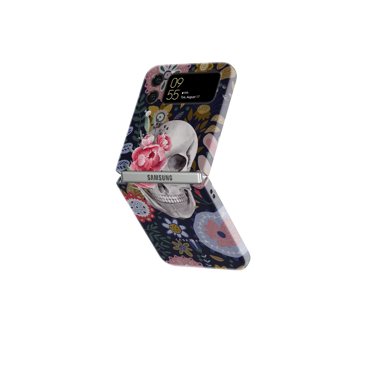 Samsung Galaxy Z Flip 3 Tough Case - Skull Flowers - CASETEROID