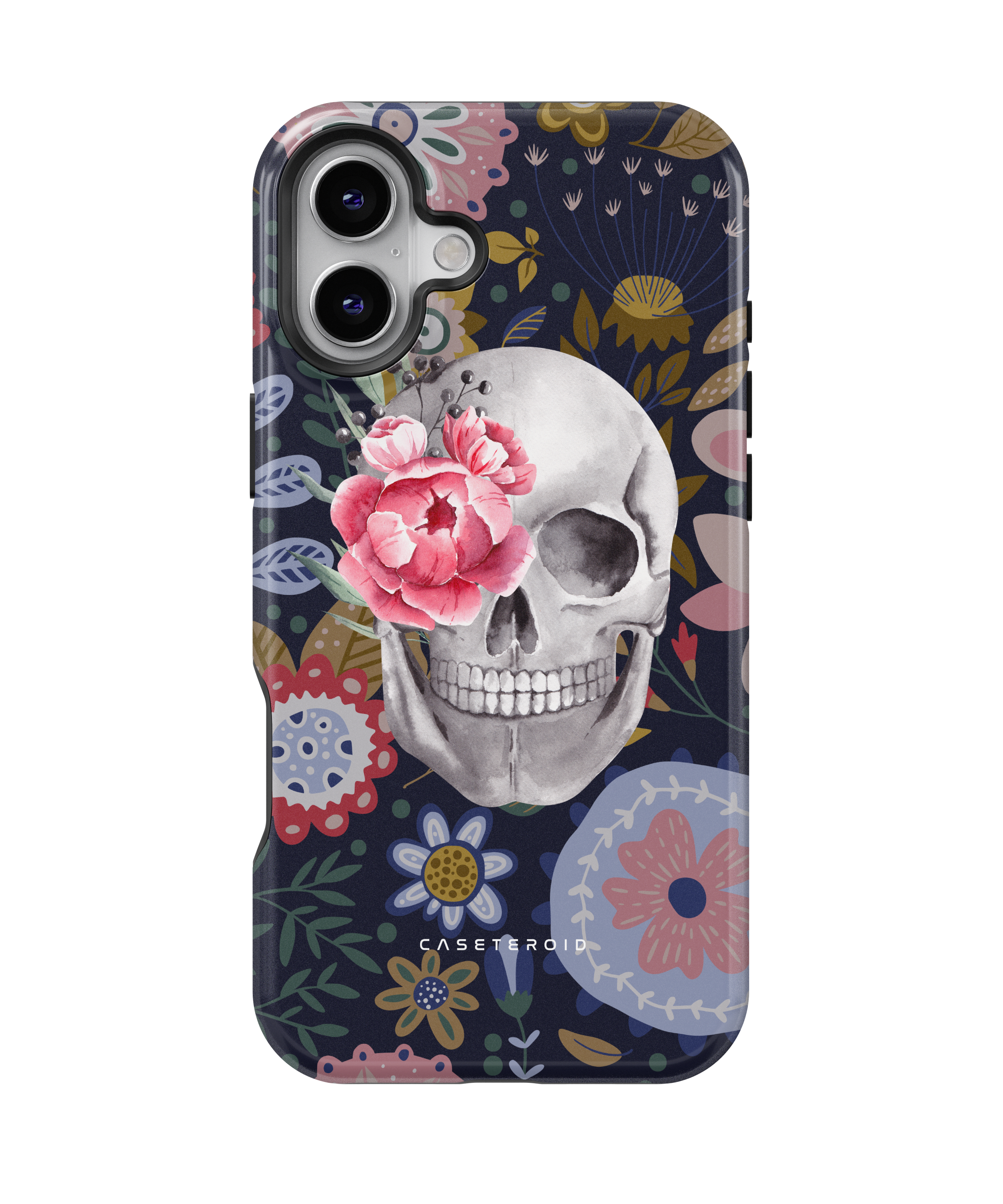 iPhone Tough Case with MagSafe - Skull Flowers - CASETEROID