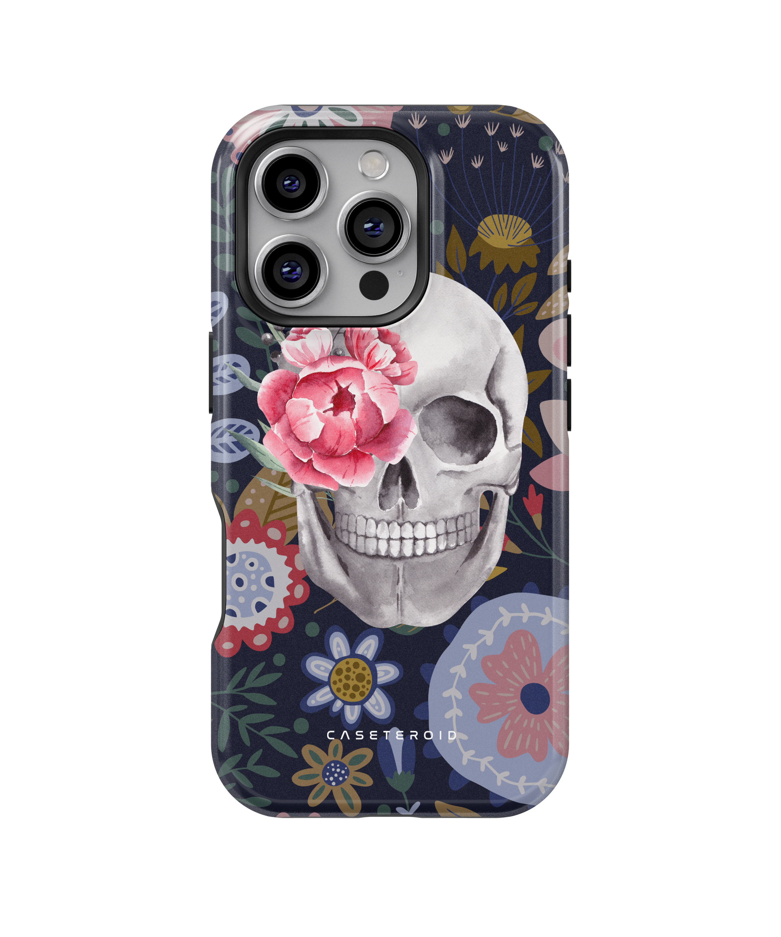 iPhone Tough Case with MagSafe - Skull Flowers - CASETEROID