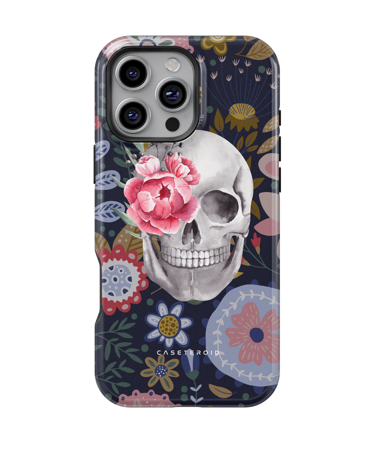 iPhone Tough Case with MagSafe - Skull Flowers - CASETEROID