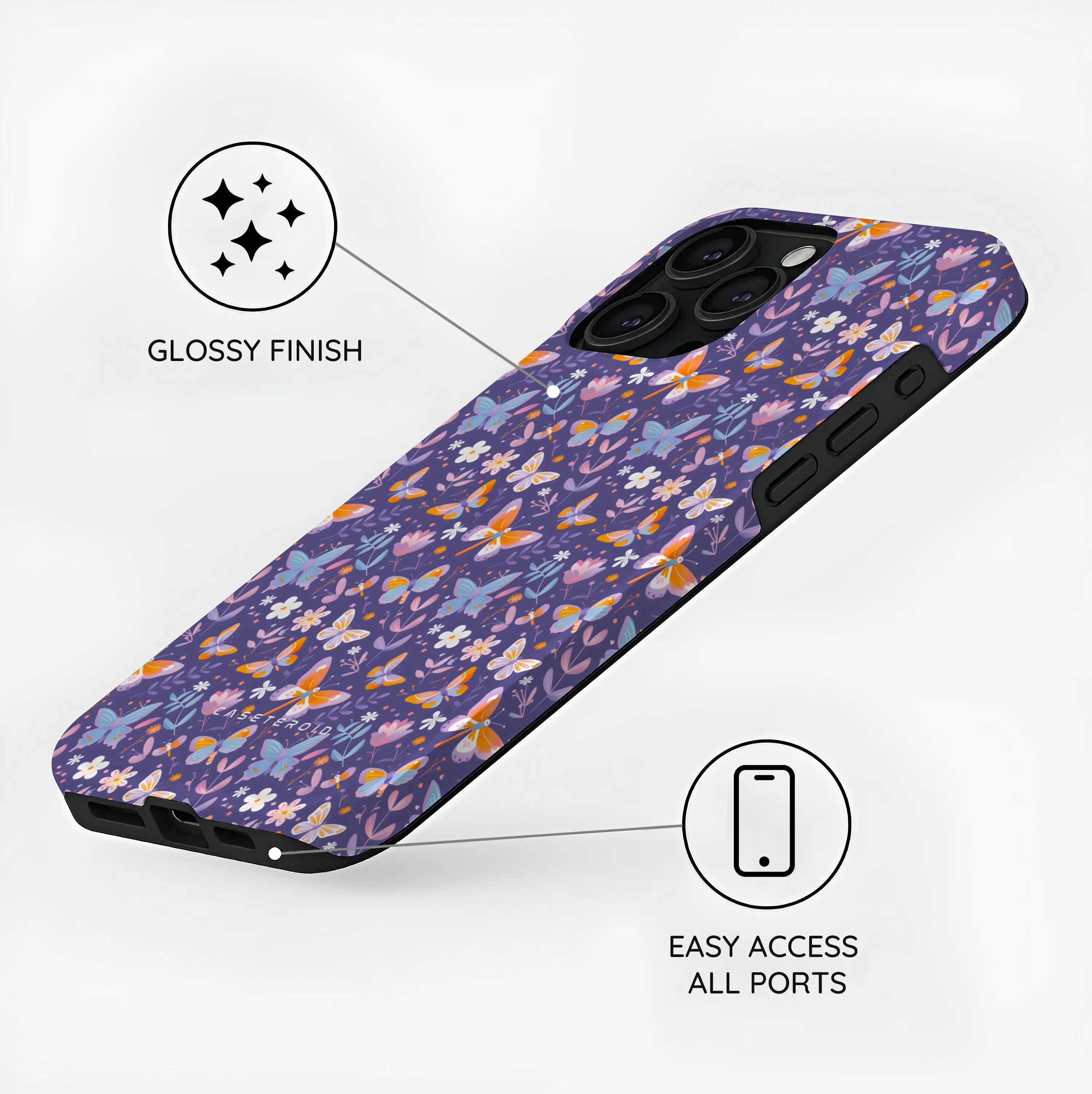 Violet Flutter - iPhone 15 Pro Case
