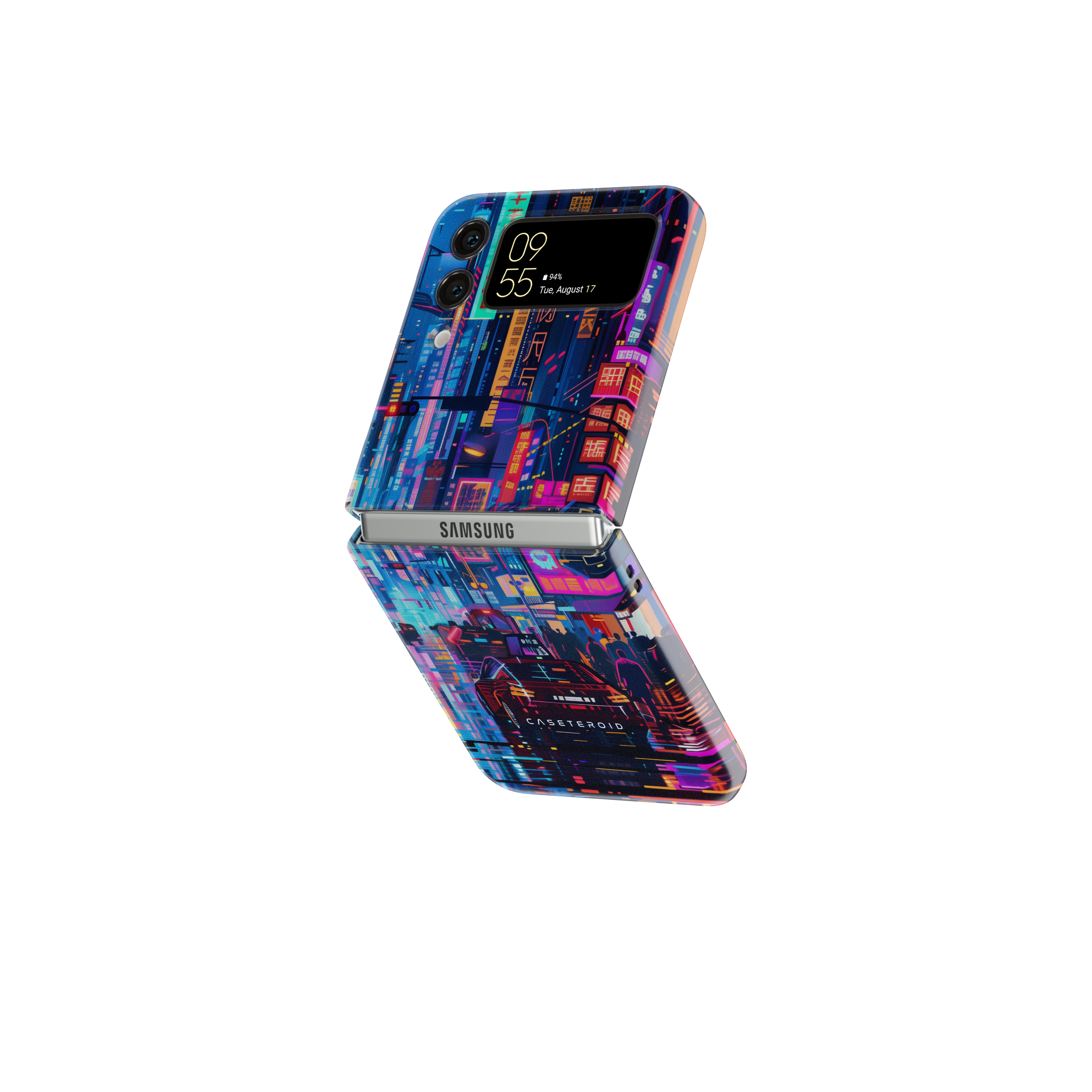 Samsung Galaxy Z Flip 3 Tough Case - Neon Metropolis Matrix - CASETEROID