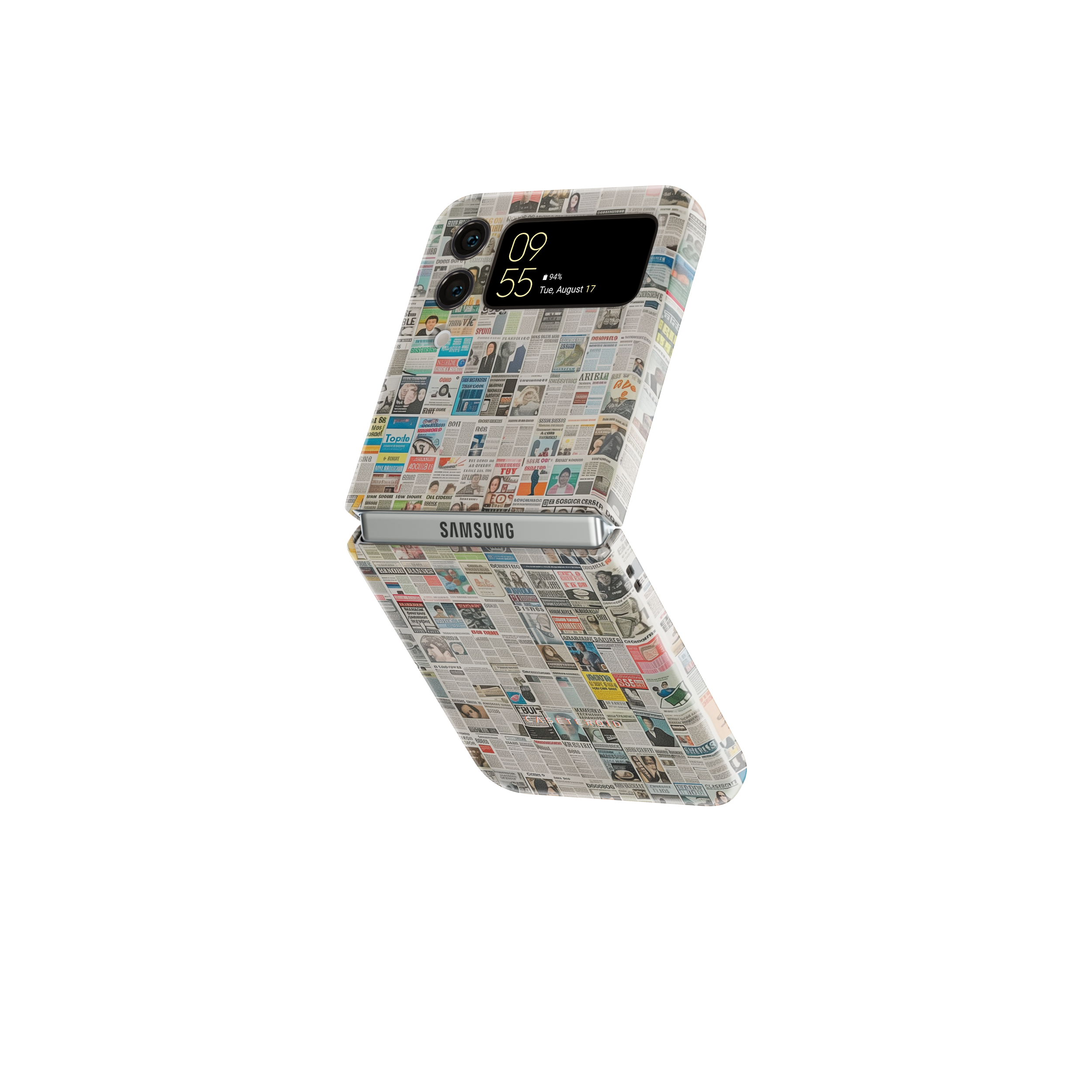 Samsung Galaxy Z Flip 5 Tough Case - Worldwide Chronicle Mosaic - CASETEROID