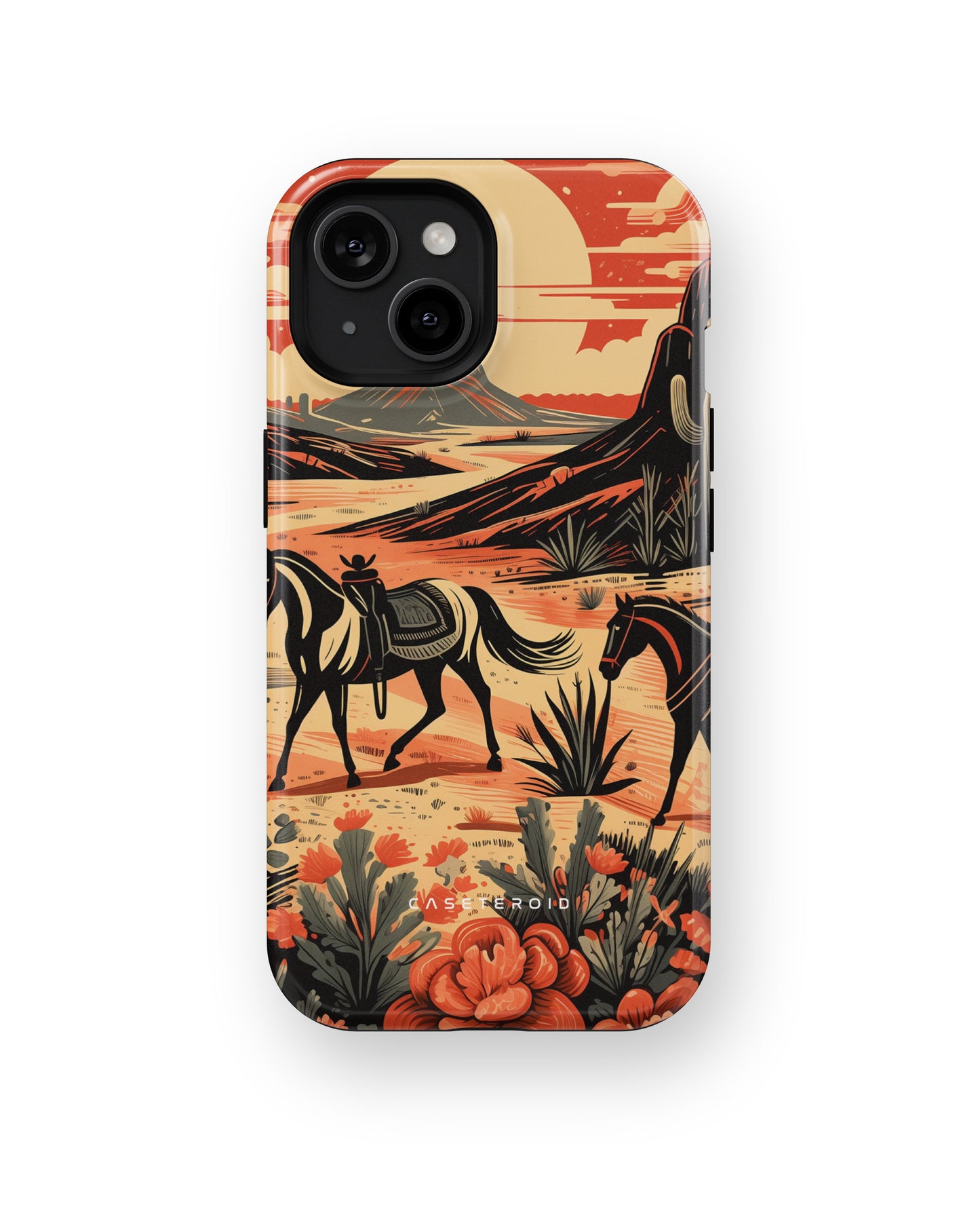 Desert Stallion Silhouette MagSafe Tough Case for iPhone 15 - CASETEROID