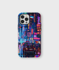 iPhone Tough Case - Neon Metropolis Matrix - CASETEROID