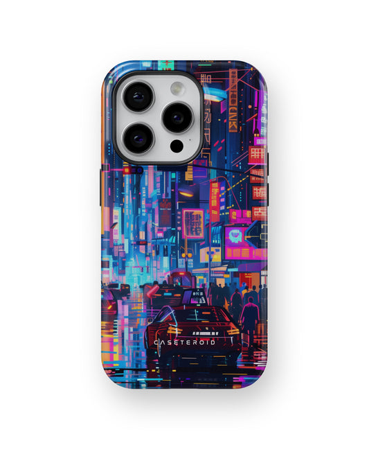 Neon Metropolis Matrix MagSafe Tough Case for iPhone 15 Pro - CASETEROID