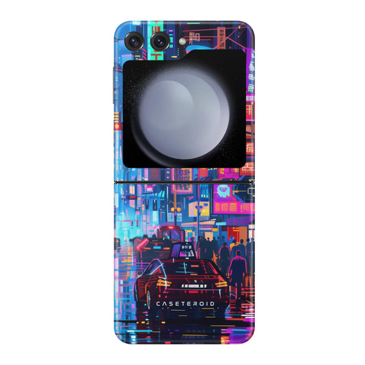 Neon Metropolis Matrix Tough Case for Samsung Galaxy Z Flip 5 - CASETEROID